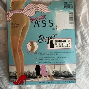 New Spanx Shaper Love Your Assets High Waist Mid Thigh Beige Nude Size 6